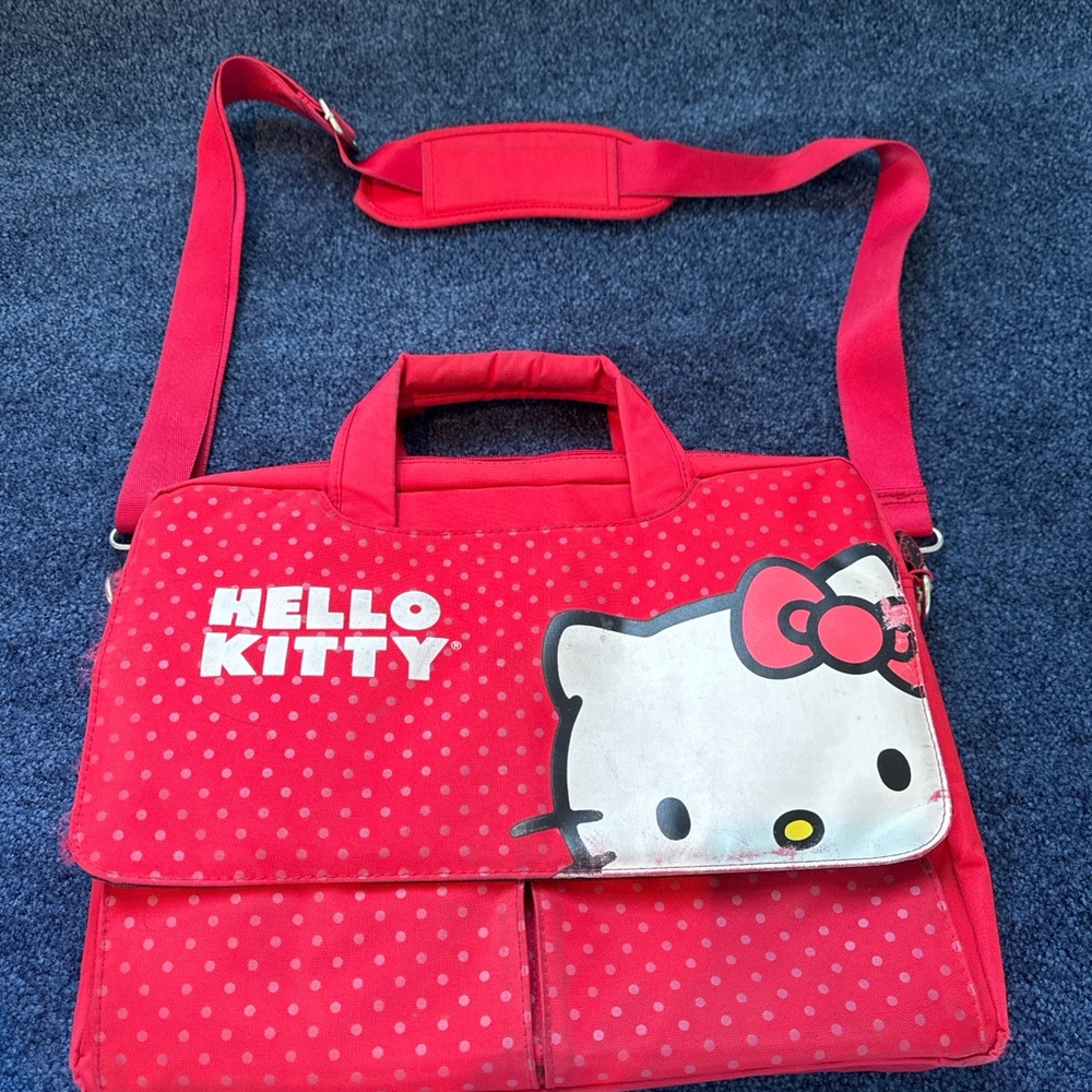 Vintage Hello Kitty Red Polka Dot Laptop Messenger Bag